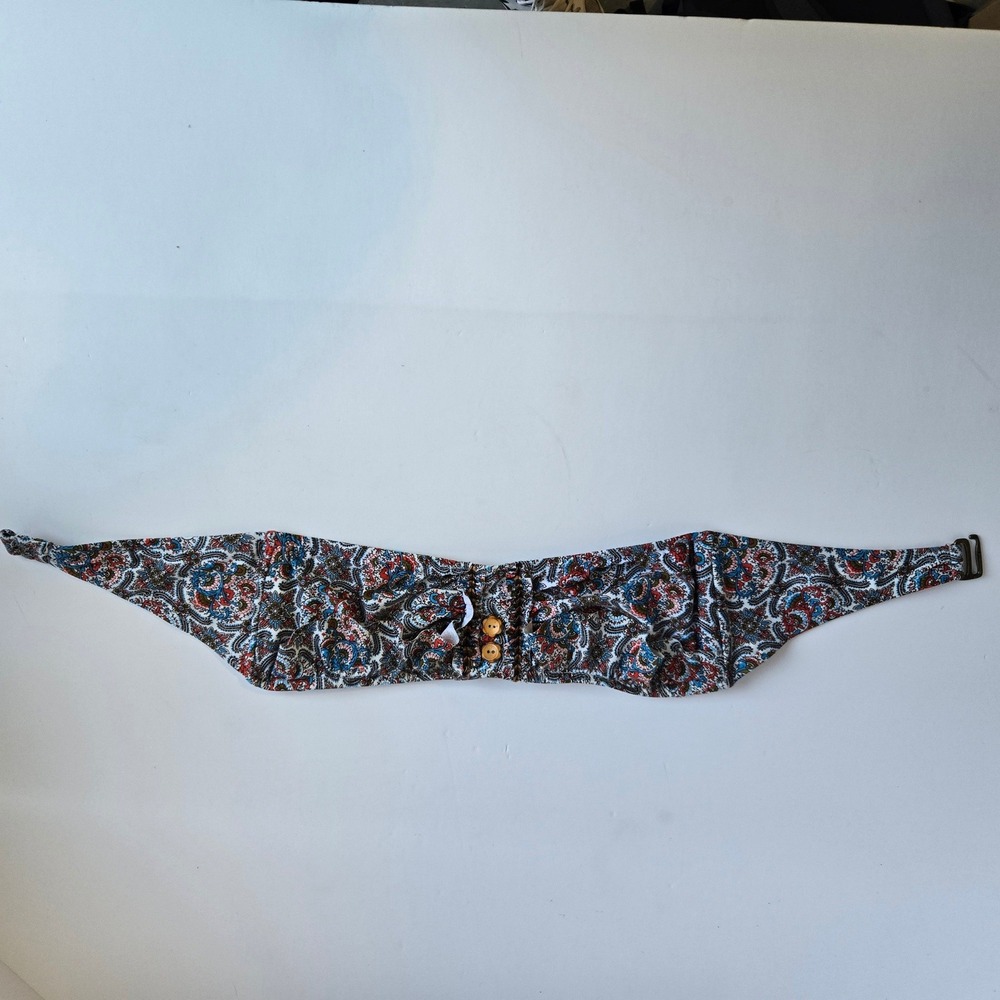 Lucky Brand‎ Ruffle Bikini Top Women Medium Blue Paisley Boho Button Swimwear - Picture 12 of 13